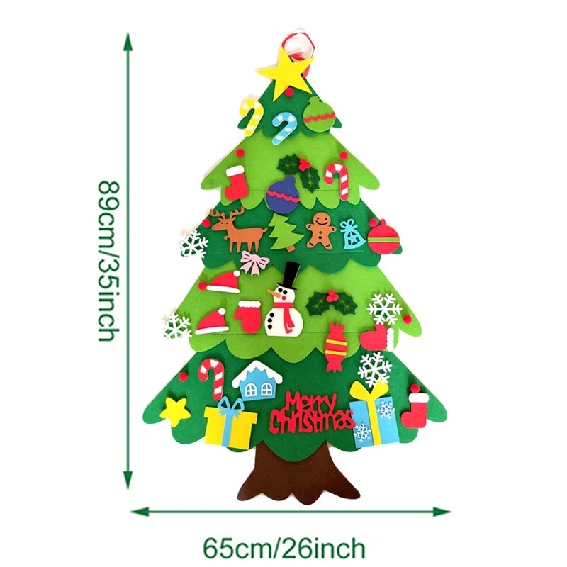 Árvore de Natal de Feltro DIY com 32 peças + BRINDE Luz LED 5M